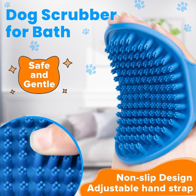 HSC 3PCS Dog Bath Brush, Shampoo, Shower, Scrubber for Bath, Dog Bath Supplies, Suitable for Deshedding, Washing & Grooming of Short and Long Haired Pets (Blue Green Blue) - Image 5